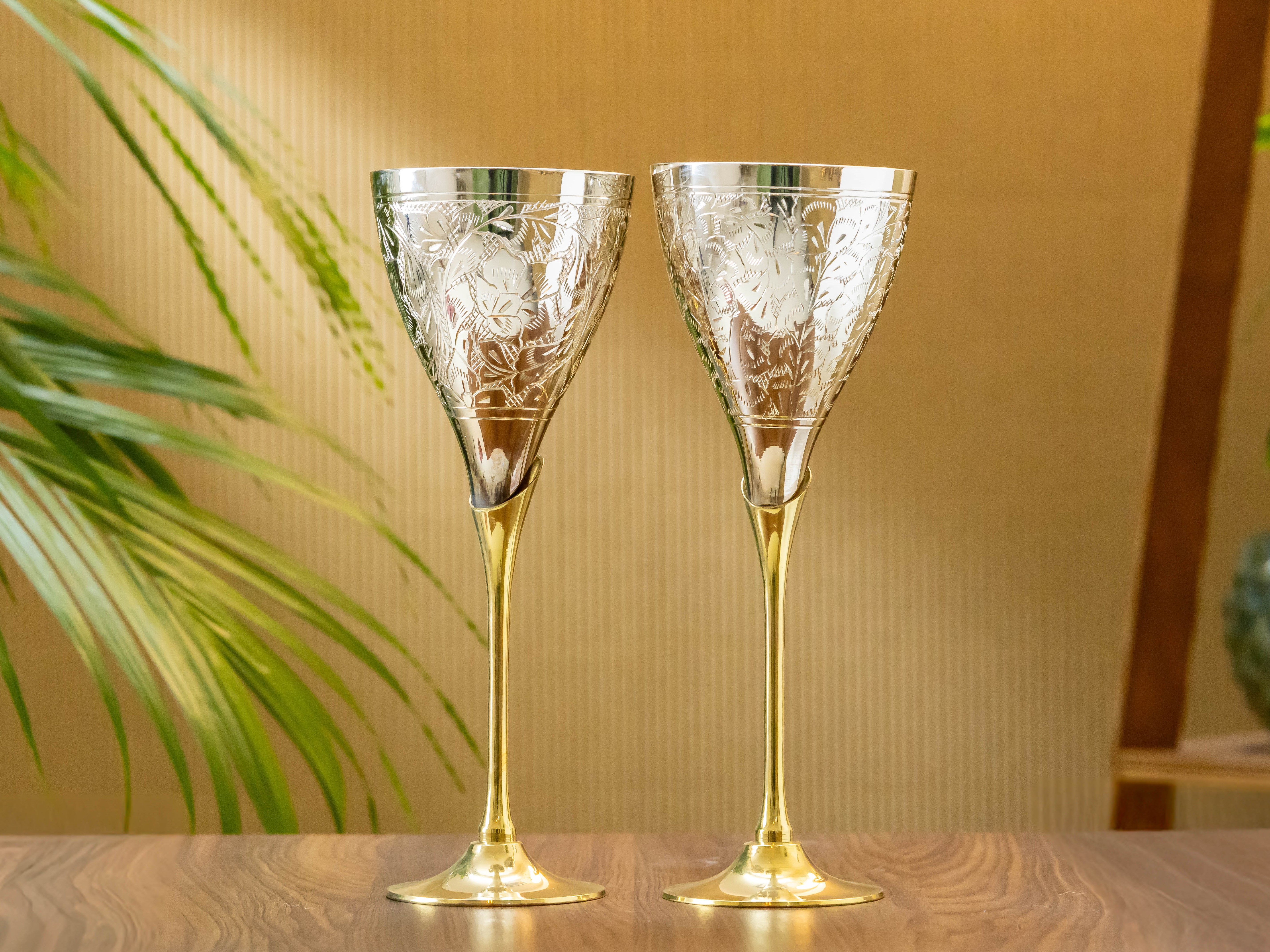 Brass Elegance Wine Goblet Set of 2