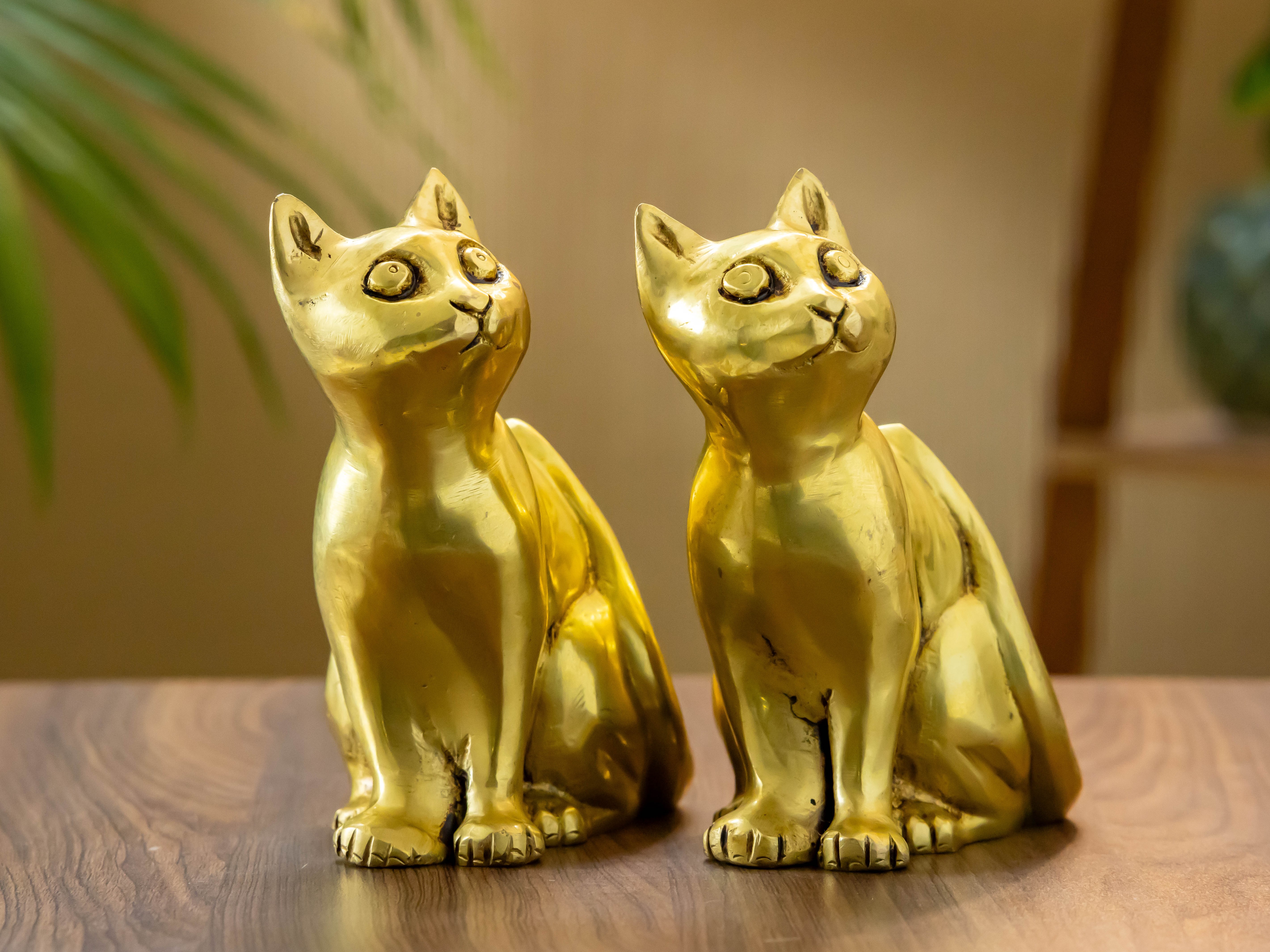 Golden Whiskers Cat Sculpture
